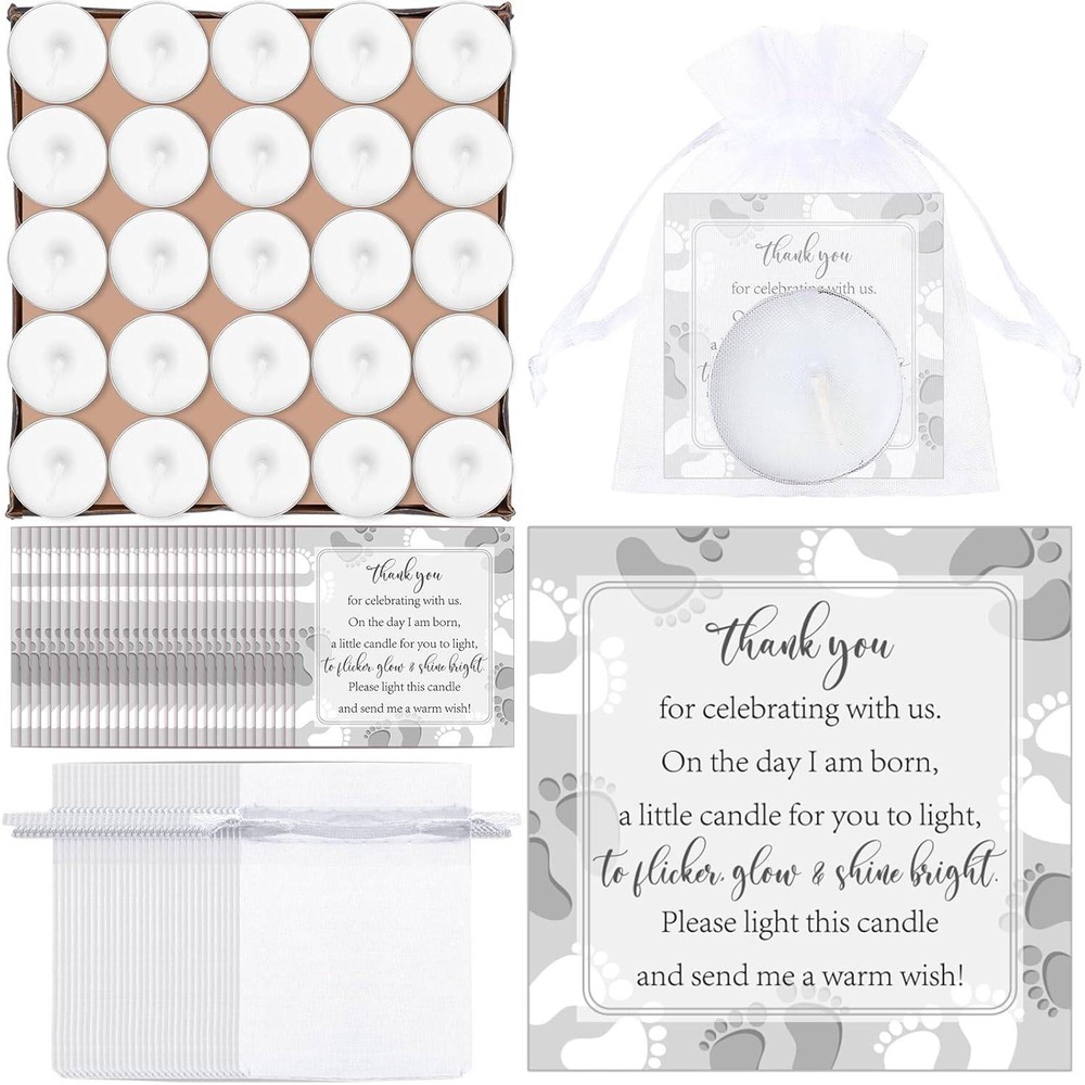 100pc Baby‎ Shower Party Favors Including 100 Pcs Unscented Tealight